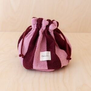 TBCO Pink and Burgundy Terry Cotton Drawstring Pouch - New with Tags